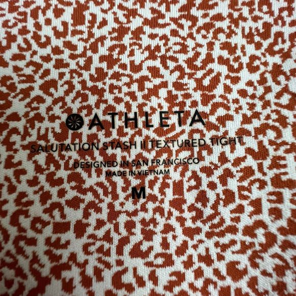 Athleta Micro Cheetah Oxford Rust Salutation Stash Pocket Textured 7/8 Tight M - Picture 7 of 8